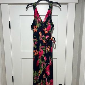 Long floral faux wrap dress